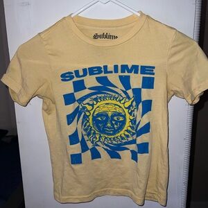 Yellow Sublime Baby Tee with Blue Sun Design